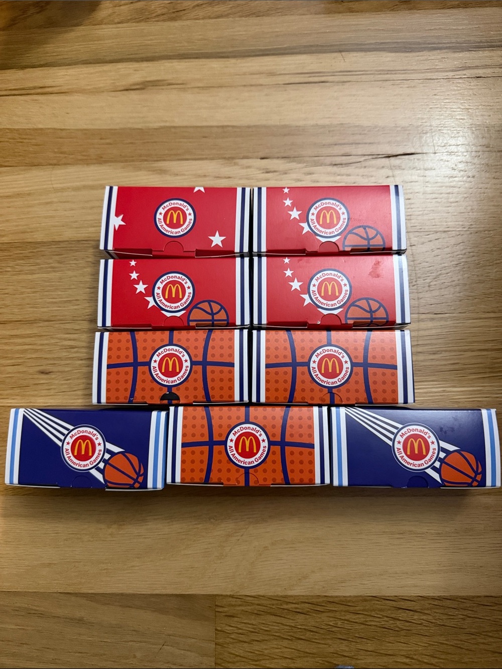 McDonald's Red Orange Blue Basketball Fry Boxes